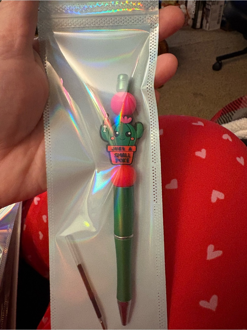 Cute Green Cactus Kids Pen with Pink Accent